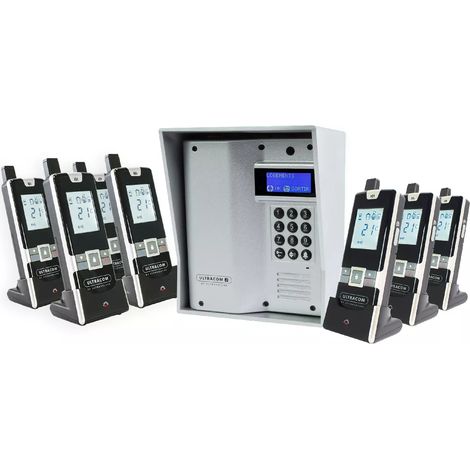 Interphone 600 mètres autonome sans-fil collectif / multipropriétés - UltraCOM3 ARGENTÉ + visière argentée + 7 combinés (1/5)