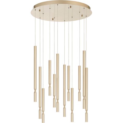 Lampada a sospensione LED a 12 Luci in metallo verniciato Oro 60 cm TUBIC (1/4)
