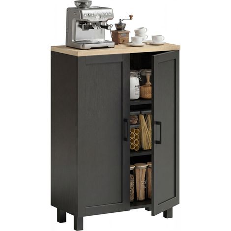 HOMCOM aparador de 2 puertas, aparador de salón estrecho, armario de cocina con estante ajustable, para entrada, dormitorio, 60x30x90 cm, negro
