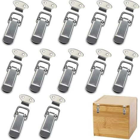 12 Pièces Fermeture à Levier Loquet à Ressort,Fermoir à Bascule Acier Inoxydable,Loquet Bascule en Acier Inoxydabl,Loquet à Bascule Pour Boîte,Armoire,Tiroir,Coffre à Outils,Trousse médical (1/4)