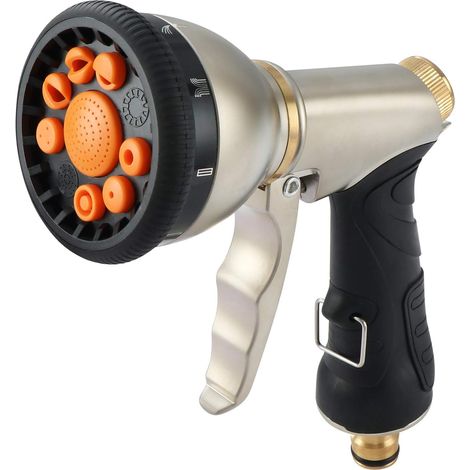 Pistolet d'arrosage de Jardin Métal, Pistolet à Eau Haute Pression, 9 Modèles Réglables, pour l'Arrosage De La Plantes (1/5)