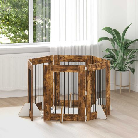 Puerta de perro con soportes 6 pcs Roble Ahumado 60 x 80 cm