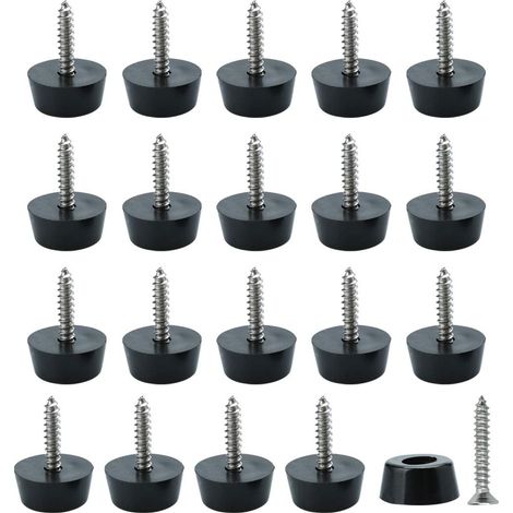 20pcs Patin Pied Chaise Meuble Caoutchouc Tampon Pare-choc Embout Jambe Protection Imprimante Avec Rondelle Métal Vis D17x15xH8mm (1/5)