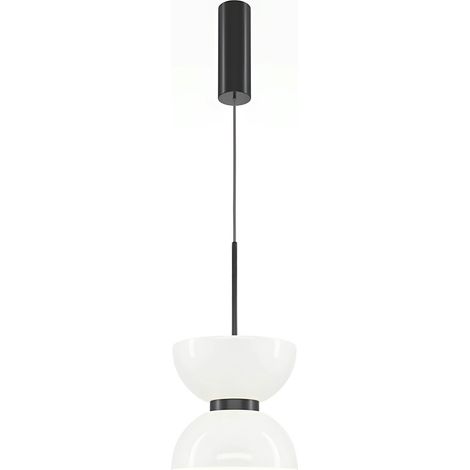 Suspension design noire – sablier en verre blanc ENID (1/5)