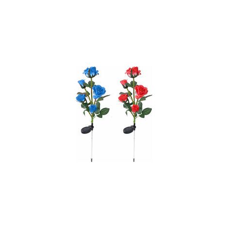 EASYCOMFORT Lot de 2 lampes solaires de jardin extérieur, roses, décoration pour Noël (1/5)