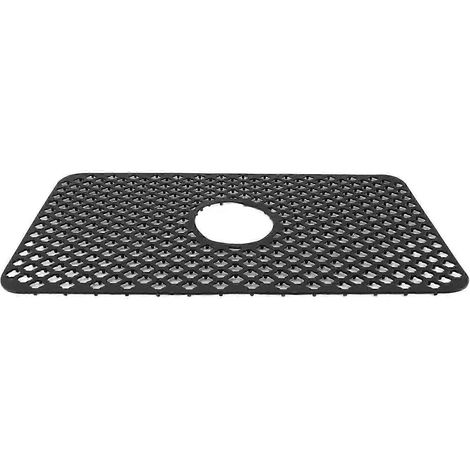 Tapis de lavabo en silicone creux noir, grand format, antidérapant, 63 x 33 cm (1/4)