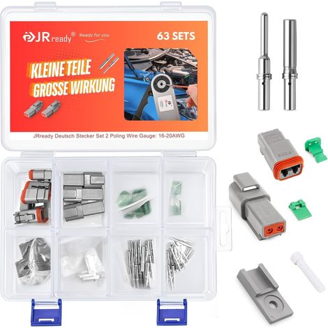 Connecteur Deutsch 2 broches Gris IP68 Étanche DT Connecteur Set 6 Sets Avec kit Terminal Deutsch Wire Gauge 16-20 AWG pour Voiture, Motos, Camions, Bateaux (1/5)