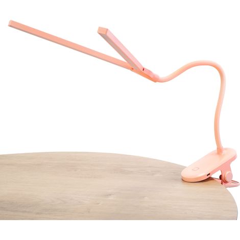 Joy Lámpara de escritorio LED portatil. Cambio de intensidad y temperatura. Brazo flexible y ángulo variable. Rosa.