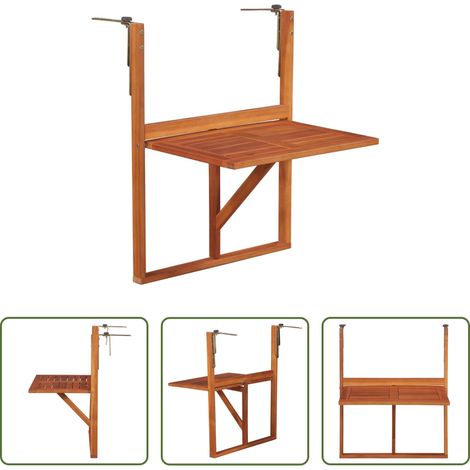 Table de jardin - Table suspendue de balcon 64,5x44x80 cm Bois d'acacia massif (1/5)