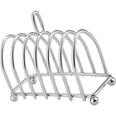 1 x Porte-pain grillé, acier inoxydable, 6 fentes, ergonomique, élégant, pour petit-déjeuner familial et professionnel (1/4)