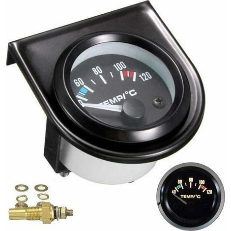 Kit de jauge de température de l'eau pour voiture Noir LED Universel Manomètre de température de l'eau de voiture Cadrans de 101,6 à 120°(Diamètre 52mm) (1/4)