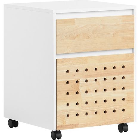 SoBuy ASK06-WN Schreibtischkasten mit Rollen, Schreibtischorganisator, Schreibtischregal, Schreibtischregal mit Schubladen – 45x45x59 cm, Weiß