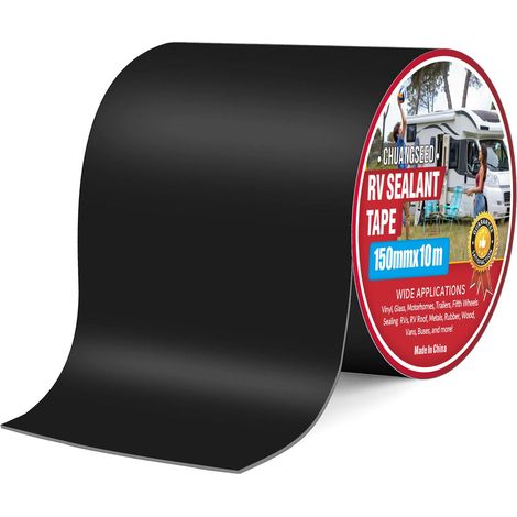 Black RV Repair Tape, Butyl Rubber Tape, 15cmx10m, Tape for Caravan, Black Sealant Tape for RV, Camping-Car, Roofing, Boat Repair Leakage (1/5)