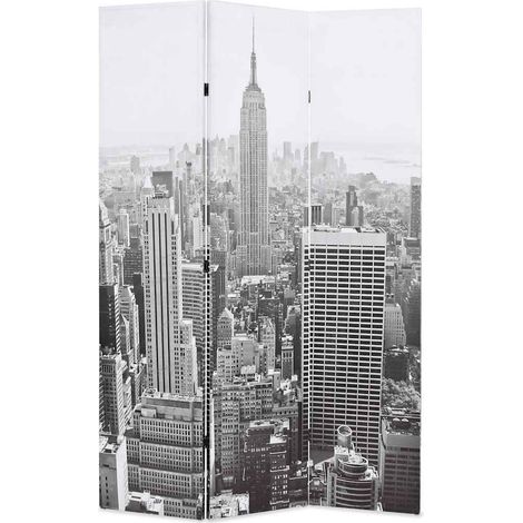 Raumteiler klappbar 120 x 170 cm New York bei Tag Schwarz-Weiß