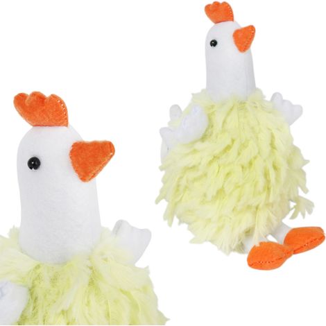 Decorazione a forma di gallina in peluche, tema folclore pasquale, colore giallo, 18 cm. (1/5)