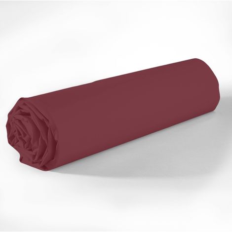Drap housse coton uni 90 x 190 cm Passion rouge (1/3)