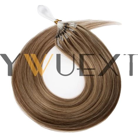 Extensiones de cabello, microrizos, aspecto natural, P4-27, 50 mechones, 45 cm (18 pulgadas) (1/2)
