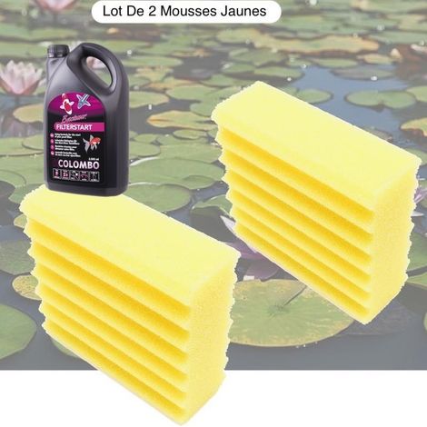 Lot De 2 Mousses De Filtration + bactéries 1000ml, De Remplacement Jaune Pour Bassins (1/5)