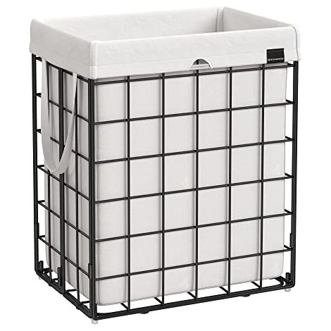 Songmics – Panier à linge 90L – Sac en tissu lavable – Cadre pliable en métal – Supporte jusqu'à 30 kg – Idéal pour vêtements sales (1/5)