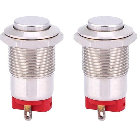 Lot de 2 interrupteurs à bouton-poussoir momentané en métal de 12 mm, 2 broches de verrouillage, fournitures électroniques pour bateaux, voitures, camions (1/4)