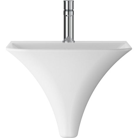 Aspire Charm Semi Pedestal Bathroom Basin Sink 460mm 1 Tap Hole White Ceramic (1/5)