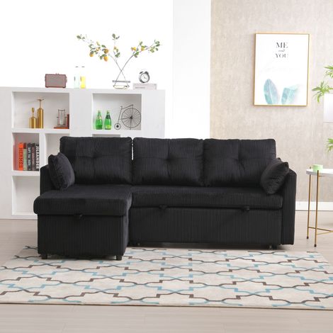 Canapé-lit multifonctionnel avec rangement et lit escamotable, canapé convertible à méridienne réversible, canapé sectionnel avec sièges de rangement, canapé modulaire en L, canapé d’angle modulaire p (1/5)