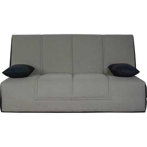 Banquette CC VIRGINIA 130x190, matelas Dunlopillo, coton gris (1/5)