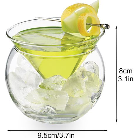 Lot de 2 verres à cocktail Martini à base ronde, 260 ml, pour vos soirées. (1/5)