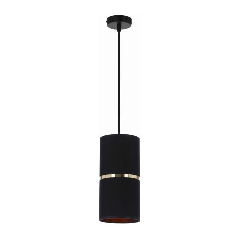Lampe à suspension Gina noire 1x60 e27 abat-jour 12x25 feuille d'or noir + bande d'or
