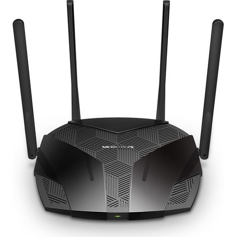 Mercusys AX1800 Dualband-WLAN-6-Router MR70X 802.11ax 1201+574 Mbit/s 10/100/1000 Mbit/s 3 Ethernet-LAN-Anschlüsse (RJ-45) Mesh-Unterstützung: Nein MU-MIMO: Ja Kein mobiles Breitband Antenne (1/4)