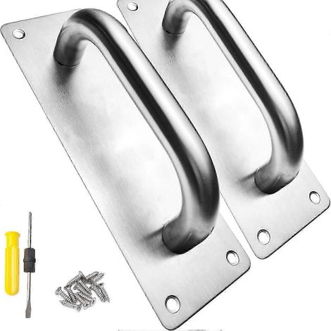 Lot de 2 poignées de porte coulissante robustes en acier inoxydable pour grange, toilettes coupe-feu, abri de jardin et garage. (1/5)