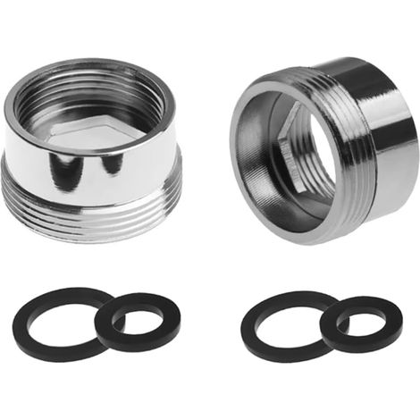 Lot de 2 adaptateurs de robinet en métal - Filetage femelle de 24 mm vers filetage mâle de 22 mm - Connecteur aérateur de robinet en laiton pour salle de bain et cuisine (1/5)