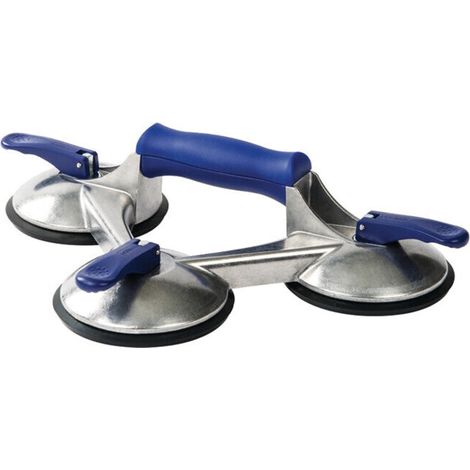 [GEBRAUCHT] B-Ware Veribor Saugheber Greifer Glasheber 100kg 3 Köpfe Blau Alu Kopf ø 120mm (1/2)
