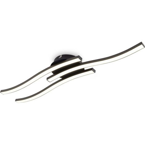 Plafonnier 55x12 cm - 15W, 1800lm, LED, blanc chaud, noir