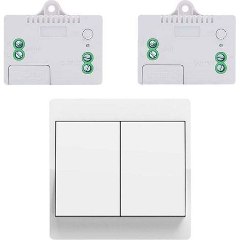 EU interrupteur sans fil sans piles kit interrupteur sans fil autoalimente va et vient sans fil sans pile radio interrupteur a distance eclairage domestique (EU 2Gang 1V2 A) (1/5)