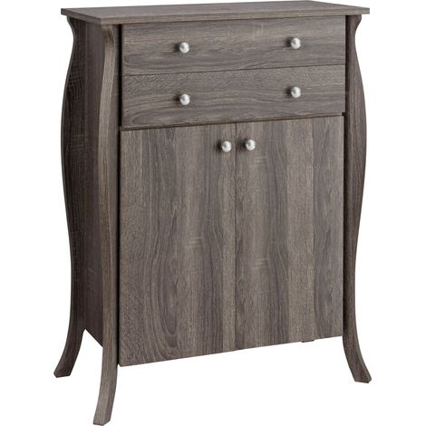 Ludwig-Armoire avec 2 Portes et 2 Tiroirs en Planche Mixte Chêne Gris (1/5)