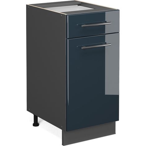 Mueble bajo de cocina Fame-Line, Azul oscuro alto brillo, 40 cm sin encimera, Vicco
