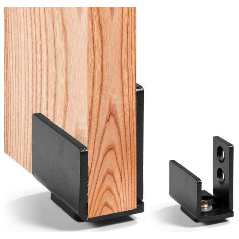 Sollbry – Rail de porte coulissante 2 pcs en acier au carbone – Montage mural inférieur – Pour portes de 1 à 1-3/8 pouces d'épaisseur – Couleur noir