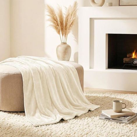 Couverture - Microfibre - 150x200 cm - Crème - OEKO-TEX Standard 100 - 260 g/m2 (1/5)