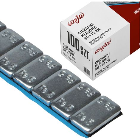 Poids de colle 5 g x 12 en zinc (Zn) pour jantes en aluminium, 100 pièces, pour l'équilibrage (1/4)