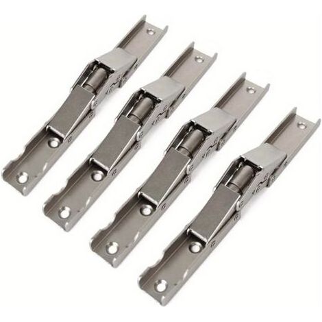 Lot de 4 Charnières Pliantes sans Perçage 90°/180° en Métal Robuste Matériau à Ressort Plat pour Portes et Meubles, Style Classique (1/4)
