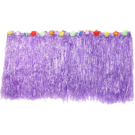 Jupe de table hawaïenne à fleurs colorées pour fête d'été, décoration de jardin de plage (violet)