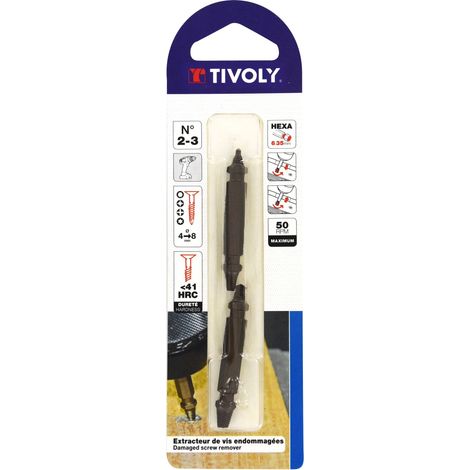 Tivoly - Confezione da 2 estrattori di viti danneggiate a doppia punta - una punta per foratura, una punta per estrazione (1/2)