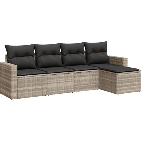 Maison Exclusive - Set Divano da Giardino 5pz con Cuscini Grigio Chiaro Polyrattan