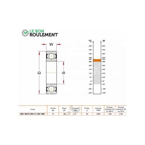 Roulement à billes 6001-BHTS-2RS-VT250-280