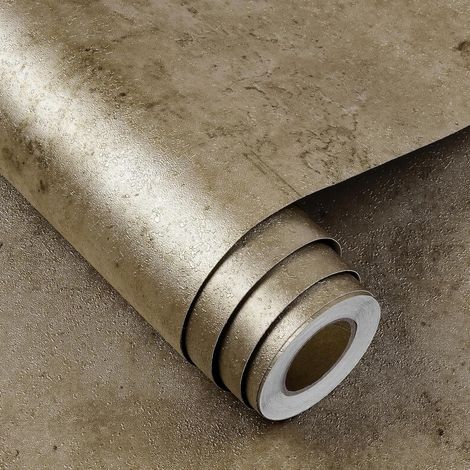 Papier Peint Adhesif Mural Beton Métallique Papier Peint Adhésif Meuble Cuisine Plan de Travail Vinyle Adhesif Beton Marron Bronze Rouleau Adhésif pour Chambre Effet Ciment Industriel 40CM×2M (1/5)