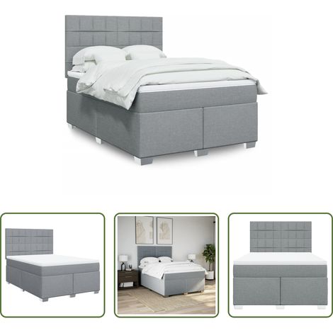 vidaXL Matelas à ressorts ensachés -  Sommier à lattes de lit avec matelas Gris clair 140x190cm Tissu (1/5)