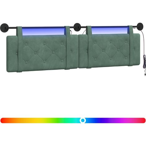 Maison Exclusive - Hängendes Kopfteil Mit LED Licht Meergrün Samt