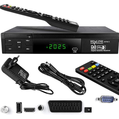 HD-Line 20700 HD Récepteur Satellite DVB-S2 HD pour récepteur Satellite numérique (DVB-S/S2, HDMI, SCART, 2 Ports USB 2.0, Full HD 1080p) (Préprogrammé pour Astra Hotbird et Türksat (1/5)