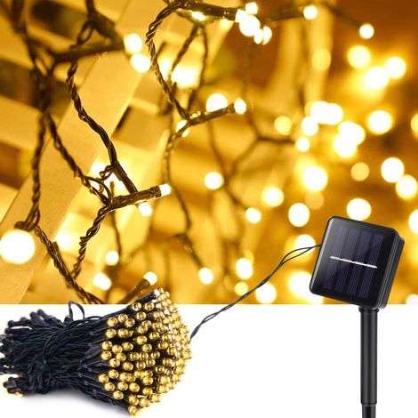 MINKUROW Stringa Di Luci Solari Per Esterni, 12m 100 Led Stringa Di Luci Solari Impermeabili 8 Modalità Luce Decorativa Luci Decorative Per Giardino, Patio, Cortile, Natale, Matrimonio, Festa (Bianco  (1/5)